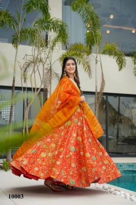 Clora vol 10 stunning Beautiful digital printed Ethnic wear Fully flared gown set collection  Orange Colour Wholesale  gowns