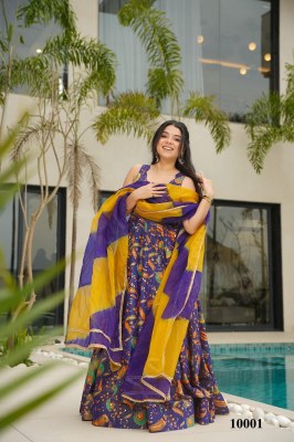 Clora vol 10 stunning Beautiful digital printed Ethnic wear Fully flared gown set collection Purple Colour Wholesale  gowns