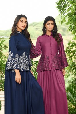 Clysi Luvika Design 4 Top Gajji Silk Bottom Gajji Silk Work Thread And Handwork Set Wholesale kurtis catalogs