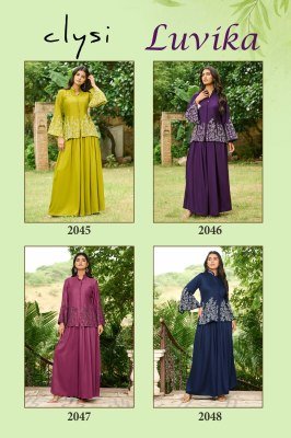 Clysi Luvika Design 4 Top Gajji Silk Bottom Gajji Silk Work Thread And Handwork Set Wholesale kurtis catalogs