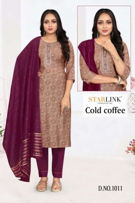 Cold coffee by starlink kurti pant dupatta set size wise Kurti design wholesaler price in India  kurtis catalogs