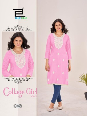 Collage girl vol 3 by Blue hills Trendy Side cut reyon kurti at affordable rate kurtis catalogs