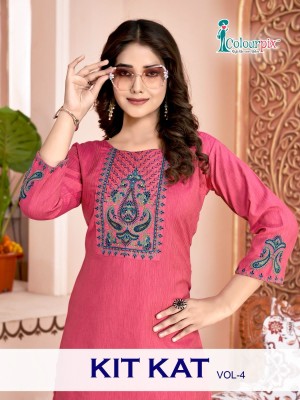 Colourpix by Kitkat vol 4 heavy fancy reyon embroidered kurti catalogue at low rate colourpix