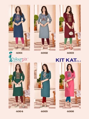 Colourpix by Kitkat vol 4 heavy fancy reyon embroidered kurti catalogue at low rate kurtis catalogs