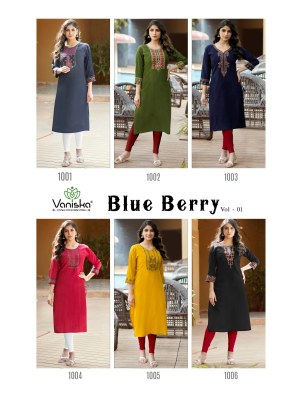 Colourpix by Vaniska blue berry vol 1 heavy fancy reyon  embroidered kurti catalogue at affordable rate kurtis catalogs