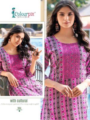 Colourpix by rolex vol 1 Heavy reyon foil printed kurti pant with dupatta catalogue kurti pant with dupatta Catalogs