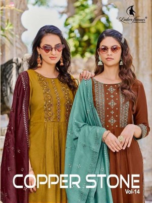 Copper Stone Vol 14 by  Ladies Flavour top pants with dupatta set catalogue wholesale price  Ladies Flavour