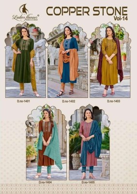 Copper Stone Vol 14 by  Ladies Flavour top pants with dupatta set catalogue wholesale price  kurtis catalogs