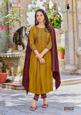 Copper Stone Vol 14 by  Ladies Flavour top pants with dupatta set catalogue wholesale price  kurtis catalogs