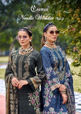 Cosmos Needle Wonder Vol 3 Lawn Cotton Embroidered Suit with Pure Mal Mal Cut Work Dupatta Unstitched Collection Wholesale wholesale catalogs