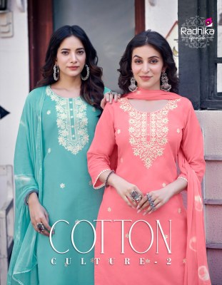 Cotton culture vol 2 by Radhika life style pure cotton embroidered suit catalogue at affordable rate 