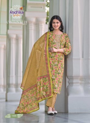 Cotton kudi by Radhika life style printed cotton readymade suit catalogue at affordable rate readymade suit catalogs