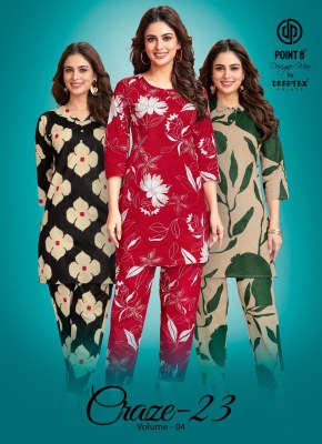 Craze23 vol 4 by Deeptex Pure cotton printed Fancy  co ord set catalogue at affordable rate wholesale catalogs