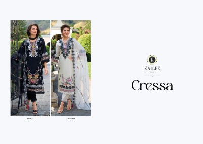 Cressa by Kailee fashion Pure Cotton Designer Thread work top bottom and dupatta catalogue at low rate readymade suit catalogs
