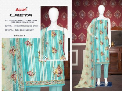 Creta 2666 by Bipson prints pure cambric cotton unstitched dress material catalogue dress material catalogs