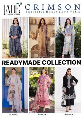 Crimson vol 10 by Jade Heavy Lawn Cotton Pakistani suit collection with affordable rate  pakistani suit catalogs