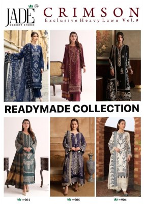 Crimson vol 9 by jade Exclusive heavy Lawn readymade suit catalogue at affordable rate readymade suit catalogs