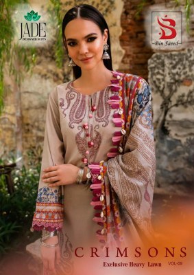 Crimsons vol 9 by Saanvi trends heavy lawn cotton unstitched dress material catalogue at affordable rate Karachi suits catalogs