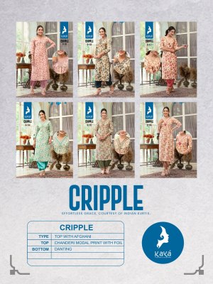 Cripple by kaya chanderi modal foil printed fancy kurti with Afaghani catalogue at low rate kurtis catalogs