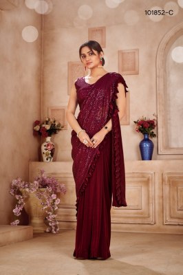 D 101852 by Amoha saree Imported fabric sequence work ready to wear saree catalogue at affordable rate  sarees catalogs