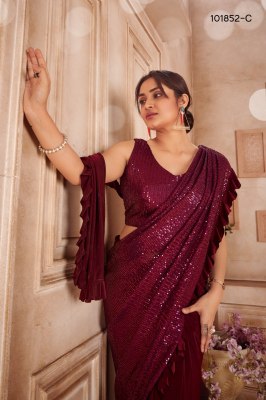 D 101852 by Amoha saree Imported fabric sequence work ready to wear saree catalogue at affordable rate  sarees catalogs