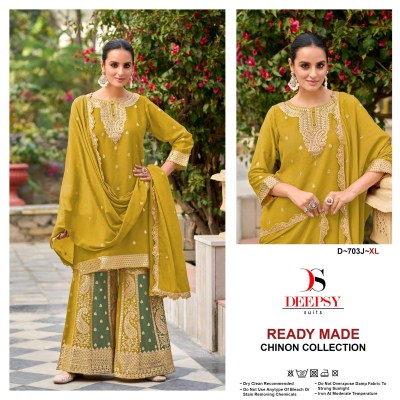 D 703 HIJK by Deepsy Suits Pure Chinon Embroidered Palazzo suit with dupatta catalogue at affordable rate fancy sharara suit Catalogs