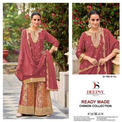 D 703 HIJK by Deepsy Suits Pure Chinon Embroidered Palazzo suit with dupatta catalogue at affordable rate fancy sharara suit Catalogs