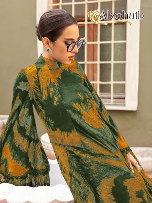 D No 1077 to 1079 by Alzohaib Pure cotton printed embroidered unstitched dress material catalogue ALZOHAIB