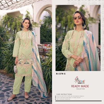 D No 1278 by Shree fab cambric cotton designer kurti pant and dupatta catalogue at affordable rate readymade suit catalogs