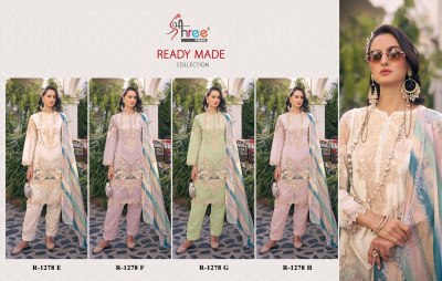 D No 1278 by Shree fab cambric cotton designer kurti pant and dupatta catalogue at affordable rate readymade suit catalogs