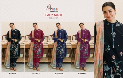 D No 1353 by shree fab cambric cotton designer readymade suit catalogue at affordable rate readymade suit catalogs