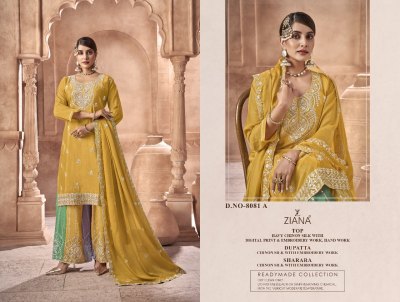 D No 8081 by Ziana Embroidered Designer readymade Pakistani suit catalogue  wholesale catalogs