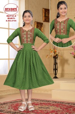 D No 8706 by Rutvi Kurti vol 4 Rayon printed with neck embroidered kurti catalogue at affordable rate kurtis catalogs