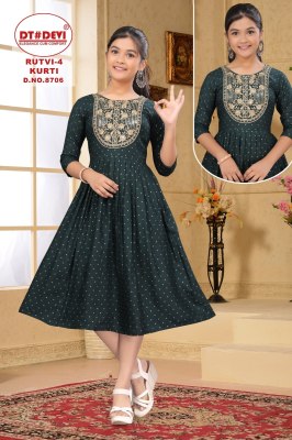 D No 8706 by Rutvi Kurti vol 4 Rayon printed with neck embroidered kurti catalogue at affordable rate kurtis catalogs