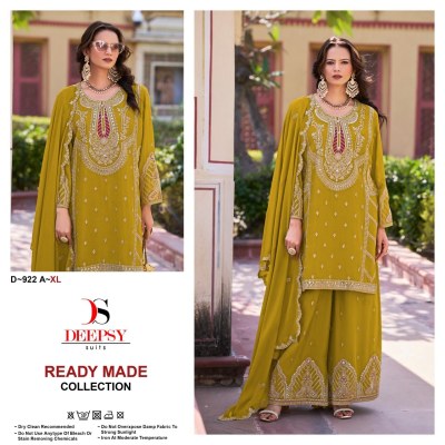 D922 ABCD by Deepsy Suit Pure Chinon Embroidered Heavy Hand work Fancy Palazoo with designer suit in amavi expo wholesale catalogs