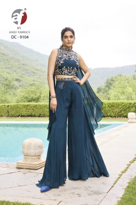 DC 9104 by Anju fabric pure chinon heavy hand work designer indo western catalogue at affordable rate Indowestern 