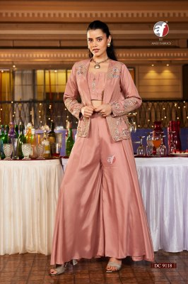 DC 9118 by Anju Pure Designer Crop top and jacket with flared divider at affordable rate Indo Western