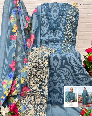 DN 1066 by Alzohaib designer pure cotton embroidered Pakistani suit catalogue at low rate pakistani suit catalogs