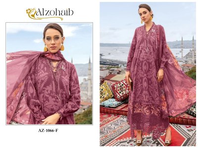 DN 1066 by Alzohaib designer pure cotton embroidered Pakistani suit catalogue at low rate pakistani suit catalogs