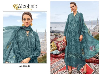 DN 1066 by Alzohaib designer pure cotton embroidered Pakistani suit catalogue at low rate pakistani suit catalogs