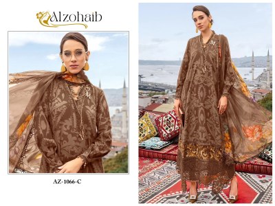 DN 1066 by Alzohaib designer pure cotton embroidered Pakistani suit catalogue at low rate pakistani suit catalogs