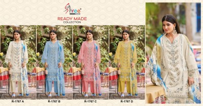DN 1767 by Shree fabs Fancy Cotton cambric top pant with dupatta concept with affordable range readymade suit catalogs