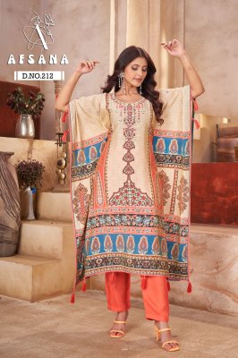 DN 212 by Afsana Pure model with Digital Print Real mirror handwork Kaftan Collection wholesale catalogs