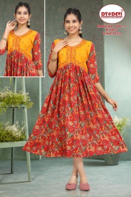 DN 8652 by Rangoli vol 1 Reyon mill printed fancy flared kurti catalogue at affordable rate kurtis catalogs