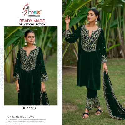 DN R11190 by Shree fab exclusive velvet neck embroidered kurti  bottom and dupatta collection readymade suit catalogs