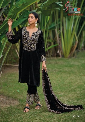 DN R11190 by Shree fab exclusive velvet neck embroidered kurti  bottom and dupatta collection readymade suit catalogs