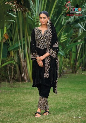 DN R11190 by Shree fab exclusive velvet neck embroidered kurti  bottom and dupatta collection readymade suit catalogs