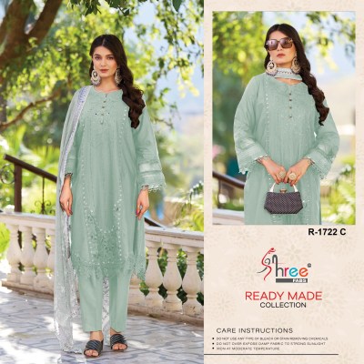 DNO 1722 by Shree Fab Cambric cotton kashmiri work top bottom and dupatta catalogue at affordable rate readymade suit catalogs
