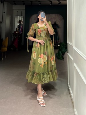 DNO 4514 by Ethnic Summer Georgette Floral Printed flared kurti collection with low rate  kurtis catalogs