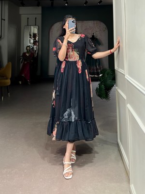 DNO 4514 by Ethnic Summer Georgette Floral Printed flared kurti collection with low rate  kurtis catalogs